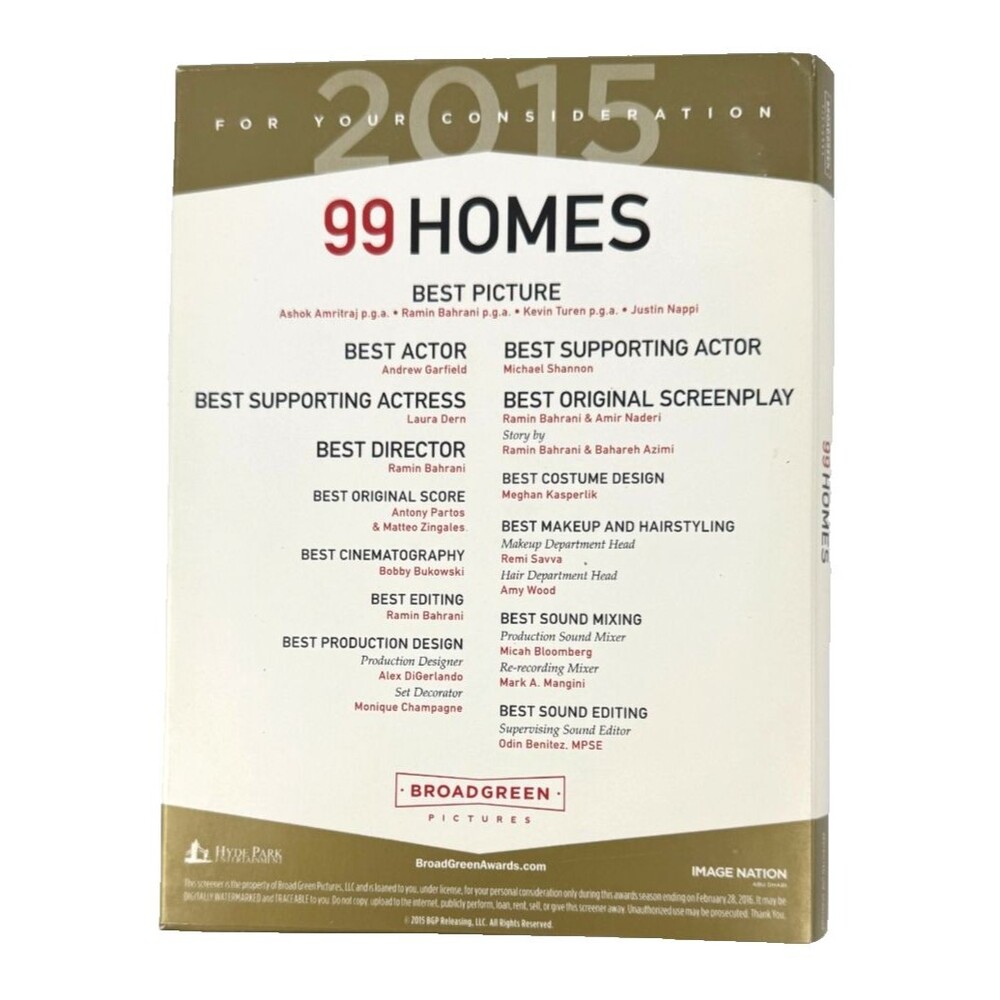 99 HOMES For Your Consideration FYC DVD PROMO Screener 2015 - Picture 3 of 3